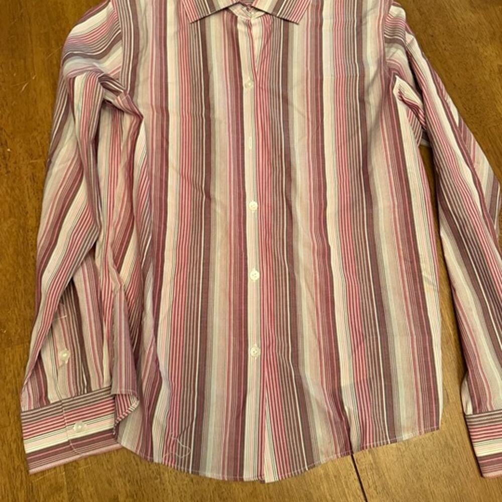 Apt. 9 Wrinkle Free Stretch Women's Button Up Shirt Size 6 Pink Stripe Career